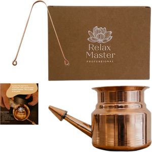 Relax Master - Set van Koperen Neti Pot en Tongschraper - Antimicrobieel - Herbruikbaar