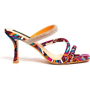 Zerba - Dames Sandalen Muiltjes - Maat 40 – Multicolor Zijde – Amalfi