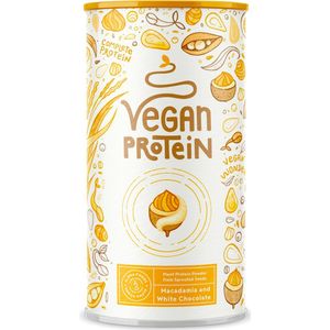 Alpha Foods Vegan Proteine poeder - Eiwitpoeder als maaltijd of ontbijtshake, Plantaardige Proteine Shake, 600 gram voor 40 shakes, met Witte Chocolade en Macadamia smaak