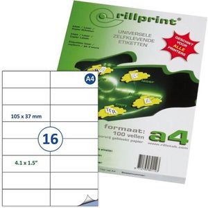 Etiketten Rillprint, 89117, 105x37mm, 16 op een vel