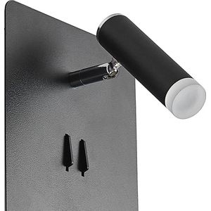 Lucande - LED wandlamp - 2 lichts - staal, kunststof - H: 20 cm - zwart, chroom - Inclusief lichtbronnen