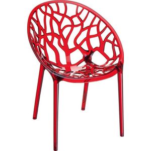 Alterego Moderne, rode transparante stoel 'GEO' uit kunststof