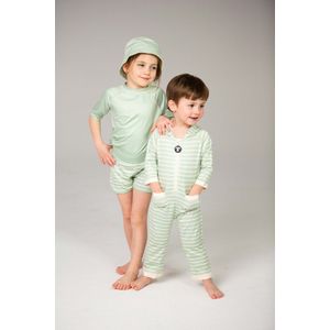 Ducksday - UV-Zwemshirt voor baby - UV-werend UPF50+ - Rashguard met Korte mouwen - unisex - Lichtgroen effen - maat 1 jaar