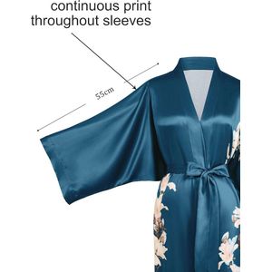 Lichte slaapjas met bloemenprint voor dames - Korte kimono badjas