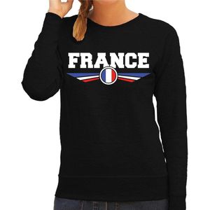 Frankrijk / France landen sweater met Franse vlag - zwart - dames - landen trui / kleding - EK / WK / Olympische spelen outfit XS