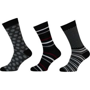 6-Pack Heren Bamboe Sokken Met Patroon 121472001 Apollo - Antraciet Stip - 39-42