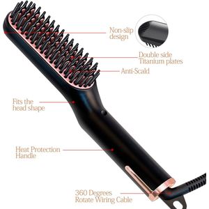 Haarborstel voor dames: Negatieve ionen 3-in-1 krul- en stijlborstel, keramische hete kam voor haarstyling, Multifunctionele stijl- en krulfunctie