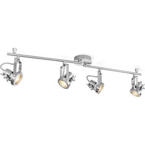 Home Sweet Home - Industriële LED Opbouwspot Robo - Geborsteld staal - 81/11.5/19cm - 4 lichts plafondspot - Dimbaar - inclusief LED lichtbron - GU10 fitting - 5W 390lm 3000K - warm wit licht - gemaakt van metaal