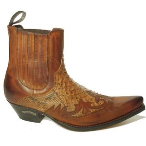Sendra Boots 9396 Javi Bruin Heren Enkel Laarzen Cowboy Western Boots Spitse Neus Schuine Hak Elastiek Sluiting Handgemaakt Echt Leer Maat 45