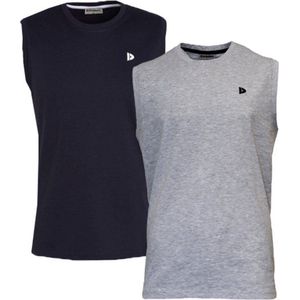 Donnay T-shirt zonder mouw - 2 Pack - Tanktop - Sportshirt - Heren - Maat 4XL - Navy & Grey marl
