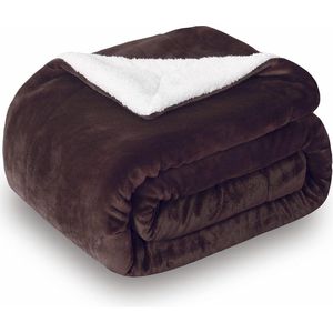 SHOP YOLO - fleece deken-knuffeldeken- sprei voor bank bed - 150 x 200 cm - Bruin