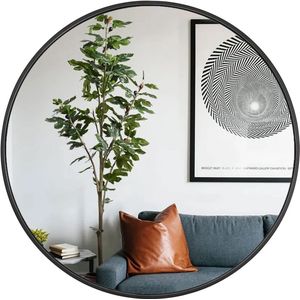 Ronde spiegel, wandspiegel, 50 cm, badkamerspiegel voor hal, woonkamer, slaapkamer, zwart Vertaling: Ronde spiegel, wandspiegel, 50 cm, badkamerspiegel voor de hal, woonkamer, slaapkamer, zwart.