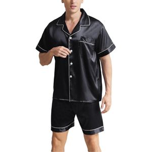 Heren Pyjamaset van Zijdematijn met Korte Mouwen en Korte Broek - Comfortabele en Zachte Nachtkleding
