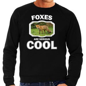 Dieren vossen sweater zwart heren - foxes are serious cool trui - cadeau sweater bruine vos/ vossen liefhebber S