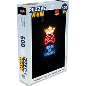 Puzzel Gaming quotes - Neon - House of gaming - Kroon - Tekst - Legpuzzel - Puzzel 500 stukjes
