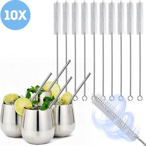 QualitéCuisine 10 Stuks Schoonmaakborsteltjes voor Rietjes – Buigbare Borstel – Rietjesborstel – Schoonmaakborstel voor Espresso Apparaten – Latte Buisjes – Rietjes Reiniging