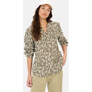 camel active - Blouse - Olijf Beige - Lange Mouwen - All-over Print