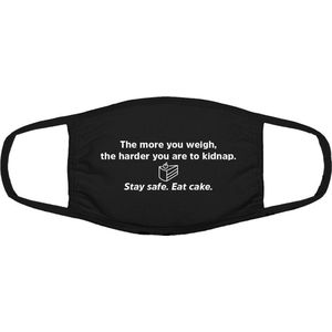 Grappig mondkapje cake | funny | gezichtsmasker | bescherming | bedrukt | logo | Zwart mondmasker van katoen, uitwasbaar & herbruikbaar. Geschikt voor OV