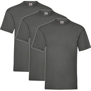 3 Pack Light Graphite Shirts Fruit of the Loom Ronde Hals Maat XXXL (3XL) Valueweight
