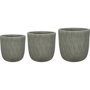TS Collection - Bloempot Viggo - Set van 3 - Fiberclay - Mint