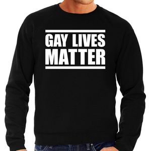 Gay lives matter anti homo discriminatie sweater zwart voor heren - staken / betoging / demonstratie / protest trui  - lhbt / gay / lesbo trui XL
