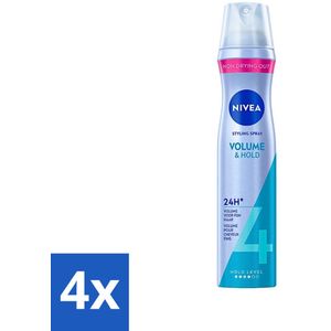 4 x NIVEA - Stylingspray - Volumeverzorging - Sterkte 4 - 250 ml - Haarspray - Volume Spray - Styling Spray - NIVEA - Macadamia Olie