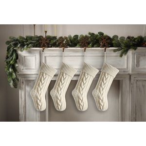 Gebreide kerstsokken - 4 stuks - 46 cm - geschikt voor thuisdecoratie tijdens de feestdagen - geschikt als cadeau voor familie, vrienden en kinderen - Kerstsokken - Kerstbenodigdheden - Kerstdecoratie cadeauzakjes - hangers - decoraties