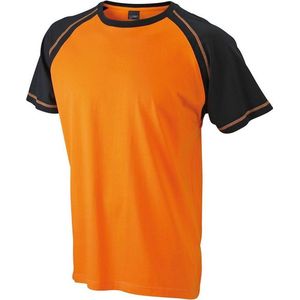 James and Nicholson - Heren Raglan T-Shirt (Oranje/Zwart)