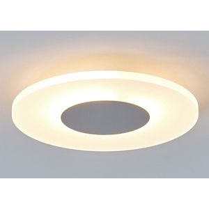Lindby - LED plafondlamp - 1licht - acryl, metaal - H: 4.9 cm - gesatineerd wit, chroom - Inclusief lichtbron