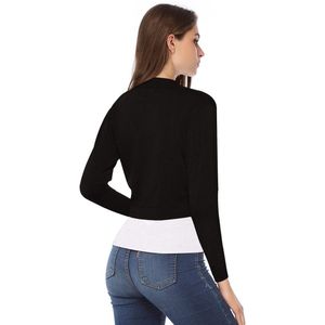 Dames Bolero Elegante Cardigan 3/4 Mouw Cardigan V-hals Bolero Jas Schouderjas Casual Top Zwart S