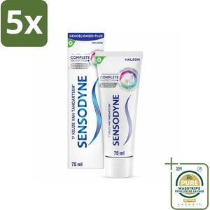 5 x Sensodyne - Tandpasta - Complete Protection + Advanced Whitening - Witte Tanden - 75 ml - Grootverpakking - Gevoelige Tanden - Tandpasta - Whitening - Tanden Reinigen - Tanden Beschermen