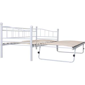 The Living Store Metalen Bedbank - Stijlvol en Stevig - Slaapbank - Afmeting- 211 x 195 x 95 cm - Kleur- Wit