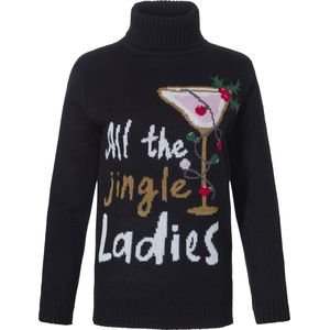 Dames Kersttrui Coltrui Zwart All The Jingle ladies - Maat XL