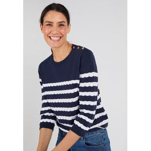 Damart - Trui met marinièrestreepjes - Dames - Blauw - XS