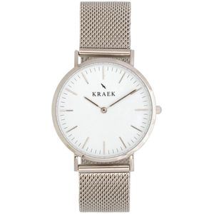KRAEK Linnet Zilver Wit 36 mm - Dames Horloge - Zilver Mesh horlogebandje