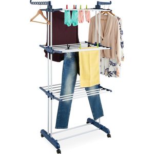 Droogtoren - 3 Verdiepingen - Droogrek - Wit/Blauw - Staal/Kunststof - 179 x 126 x 63,5 cm