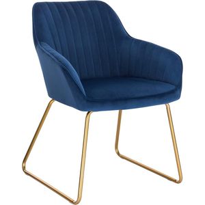 eetkamerstoelen met fluweel beklede keukenstoel metalen poten, blauw