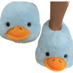 Grappige pantoffels | Blauwe eenden sloffen | One size fits all maat 32 t/m 38 voor Kinderen, Dames en Heren | Pantoffel dierensloffen | Pluche dierenpantoffels | zachte binnenschoenen | Sloffen en Pantoffels maat 30, 31, 32, 33, 34, 35, 36, 37, 38