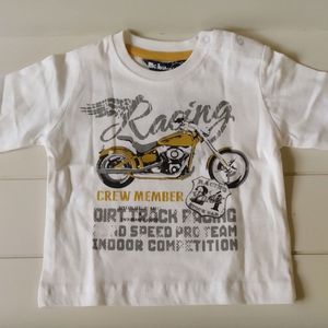 McBaby baby t-shirt longsleeve offwhite met motorprint maat 74