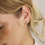 Oorknoppen Groen Toermalijn En Diamant 0.14ct (2x 0.07ct) H Si Halo