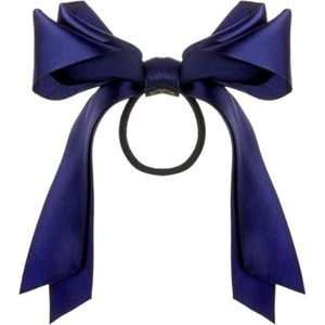 Haar Elastiekje met Zijde Strik - paardenstaart strikje - Blauw - 1 stuks