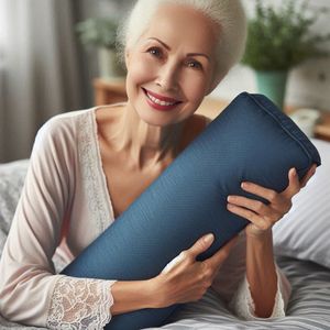 Mini Guling Low Sweat Bantal Pollo S: 45xØ15-20cm Vochtdicht - 300gr Prosoft⁺™ pro-actieve holle Microvezel. Hypoallergeen, Ergonomisch & anti-allergeen - Voor Nek, Schouder en Rug - Blauw Orthopedisch Verpleegkussen voor een Hygiënische Nachtrust#