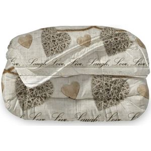 Dekbed Zonder Overtrek 240x220 cm + 2 Kussenslopen - Live Laugh Love - Easy Dekbed - Warmteklasse 2