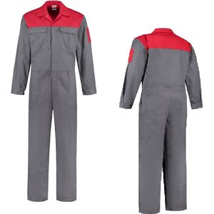 Overall katoen grijs/rood -56