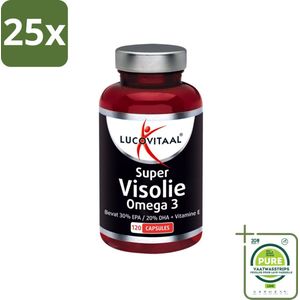 25 x Lucovitaal - Visolie - Super Omega 3 - 120 Capsules - Grootverpakking - Visolie - Omega 3 - Omega 6 - Vitamine E - Hartgezondheid
