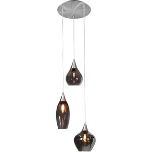 Moderne hanglamp Cambio | 3 lichts | smoke / zwart | glas / metaal | Ø 30 cm | in hoogte verstelbaar tot 190 cm | woonkamer / eetkamer | modern design