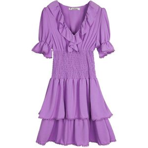 Jurk met ruches - Maat L - Lente, zomer 2025 - Paars - Damesdingetjes