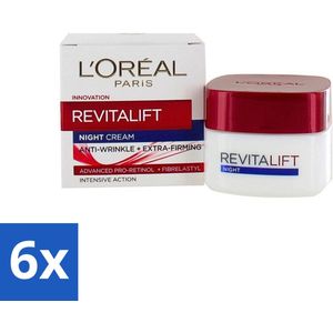 6 x L'Oréal Revitalift - Nachtcrème - Anti-Rimpel - Hydraterend en Verstevigend - 50 ml - Nachtcreme - Anti-rimpel - Hydraterende Creme - Verstevigende Creme - L'Oréal
