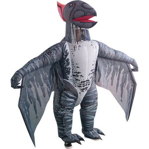 KIMU® Opblaas Kostuum Pterosaurus - Opblaasbaar Pak - Dinopak Mascotte Opblaaspak - Opblaasbare Dinosaurus Vliegende Dino Dames Heren Festival