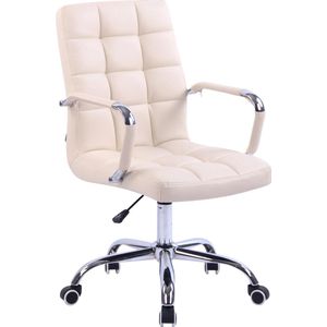 Bureaustoel - Bureaustoel voor volwassenen - Design - In hoogte verstelbaar - Kunstleer - Crème - 56x62x104 cm